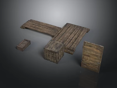 Wooden Household Supplies Featuring Pallets Crates Planks And Storage Boxes 3d model