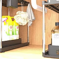 Black Two Tier Bathroom Cabinet Rack With Toiletries Storage And Metal Frame