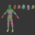 Medieval Knight Full Body Armor With Various Helmet Designs On 3d model