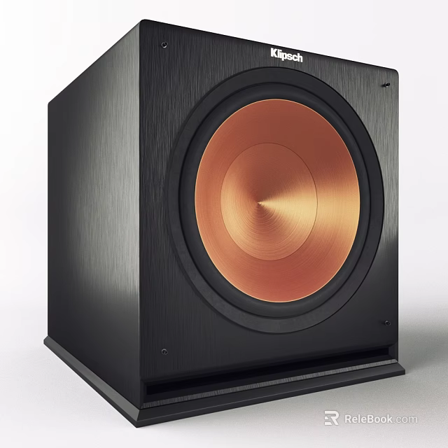 High Quality Black Subwoofer Speaker Featuring Copper Cone For Home Audio 3d model