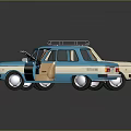 Beige And Blue Car Models With Open Trunk Doors Roof Rack And Beige Interior