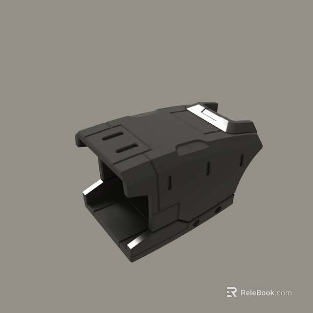 Matte Black Equipment Shell With Silver Metal Trims And Structured Surface Design 3d model 