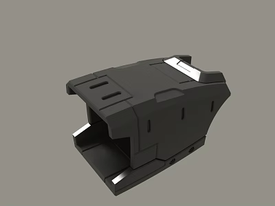 Matte Black Equipment Shell With Silver Metal Trims And Structured Surface Design 3d model