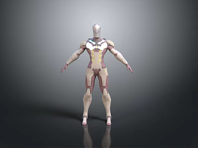 3D Character And Creature Model With Biomechanical Design White Pink Armor And Humanoid Structure 3d model