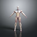 3D Character And Creature Model With Biomechanical Design White Pink Armor And Humanoid Structure 3d model