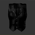 Classic Black Leather Vest With Button Front And Side Pockets Design