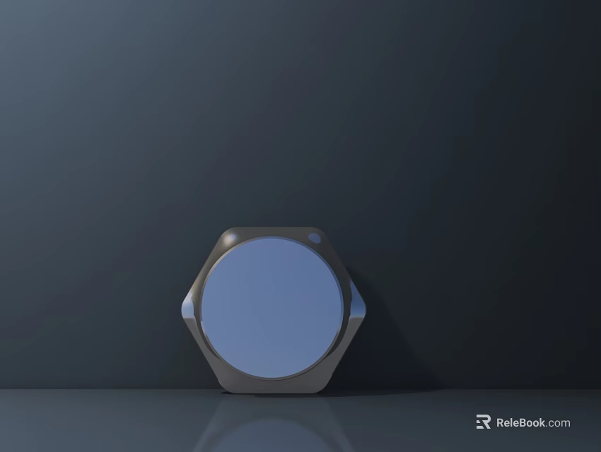 Hexagonal Ceiling Light With Silver Frame Blue Lampshade And Reflective Effect On Dark Background 3d model 