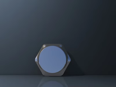 Hexagonal Ceiling Light With Silver Frame Blue Lampshade And Reflective Effect On Dark Background 3d model
