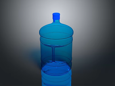 Large Blue Plastic Water Bottle With Screw Cap For Daily Use 3d model