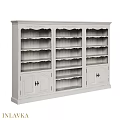Classic White Wooden Sideboard With Multiple Open Shelves And Cabinet Doors