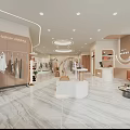 Modern Elegant Clothing Store Interior Design With Cozy Rest Zone And Clothing Display Racks