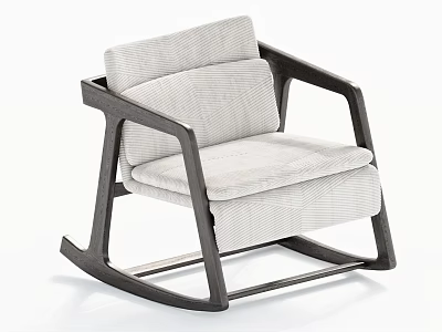 Modern Leisure Rocking Chair with Dark Frame Light Textured Fabric Cushion and Sleek Modern Design 3d model
