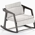 Modern Leisure Rocking Chair with Dark Frame Light Textured Fabric Cushion and Sleek Modern Design