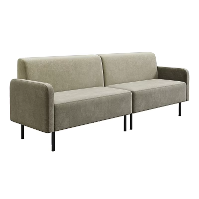 Modern Light Gray Sectional Sofa With Velvet Upholstery And Black Slim Legs 3d model