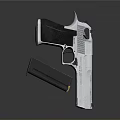 Silver Metal Pistol With Detachable Magazine Shiny Body Design On Dark Background