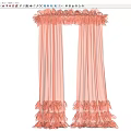 Elegant Pink Sheer Curtains With Ruffled Hem Decorating Window On White Wall 3d model