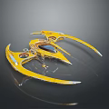 Yellow Futuristic Spaceship With Sleek Design And Transparent Cockpit