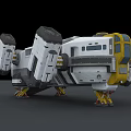Futuristic Spacecraft With Docked Rover And Sci Fi Exploration Equipment 3d model