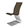 Modern Sleek Single Chair with Wooden Backrest Seat and Metal Curved Base Design