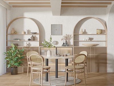 Nordic Dining Table and Chair Combination House Season model