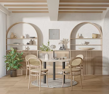 Nordic Dining Table and Chair Combination House Season 3d model