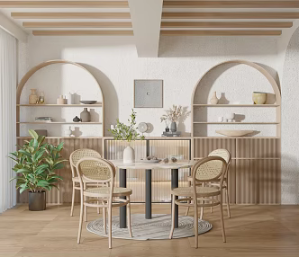 Nordic Dining Table and Chair Combination House Season 3d model
