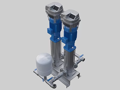 Agricultural Irrigation Deep Well Pumps With Stainless Steel Construction And Water Storage Tank 3d model