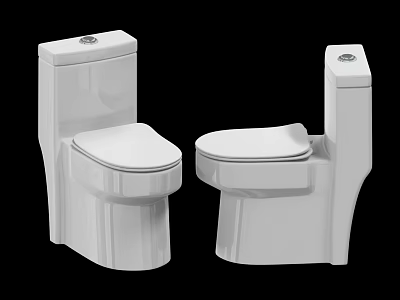 Two Modern White Toilets With Sleek Design And Contemporary Bathroom Style 3d model