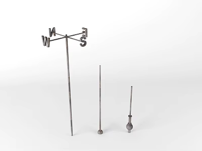 Stainless Steel Hardware Tools Including Wind Vane And Metal Rods For Outdoor Use 3d model