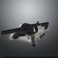 Black Tactical Rifle With Various Accessories Magazine Scope Tools And Parts