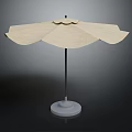 Beige Outdoor Umbrella Design With Canopy Pole And White Base 3d model