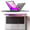 Apple MacBook Silver Laptop Design With Open Closed Views And Multiple Ports 3d model