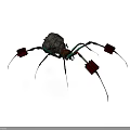Mechanical Spider Device with Long Legs and Red Square Ends and Stone Like Metallic Body
