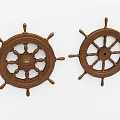 Two Pieces Wooden Ship Wheel Decorative Ornament Set for Home Decor