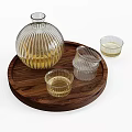 Elegant Decorative Ornament Set With Green Plants Stacked Books Glass Vases Candles And Wooden Tray