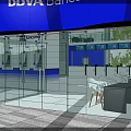 Modern Government Service Hall With Glass Facade White Pillars And Curved Roof