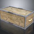 Wooden Storage Box With Gray Border Wood Grain Surface And Wooden Handle
