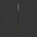 Ancient Spear Weapon With Sharp Metal Blade And Wooden Handle Design 3d model