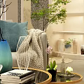 Modern Clothing Store Window Display With White Outfit Mannequins Green Plants And Lighting