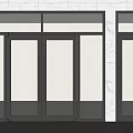 Modern Double Doors with Glass Inserts and Metal Frames for Building Entrance Design