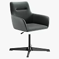 Gray Fabric Upholstered Office Chair With Modern Design Armrests And Swivel Base