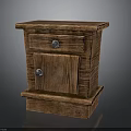 Rustic Solid Wood Nightstand With Single Drawer And Lockable Cabinet Door