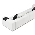 Modern White Fabric Sectional Sofa With Black Decorative Pillows And Stitched Design