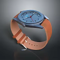 Simple Modern Daily Use Wristwatch with Blue Dial and Brown Leather Strap