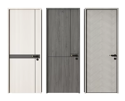 Modern Hinged Doors With Light And Dark Wood Grain And Herringbone Patterns For Interior 3d model