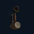 Vintage Telephone With Rotary Dial Handset Antique Brass Base And Retro Design