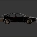 Vintage Black Muscle Car With Rustic Metal Frame Yellow Racing Stripes And Front Protective Grille