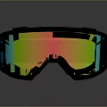 Stylish Modern Ski Goggles With Black Frame And Colorful Reflective Lens