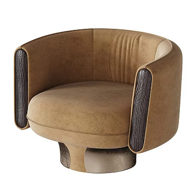 Brown Single Sofa With Modern Velvet Upholstery Dark Accent Armrests And Stylish Base 3d model