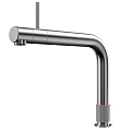 Modern Stainless Steel Curved Kitchen Faucet With Red Accent